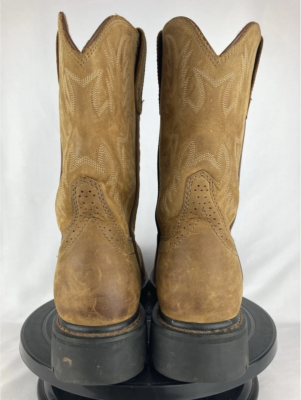 Men’s 9.5 EE Wide Ariat Sierra Saddle Boots Brown Leather Western Work Soft Toe